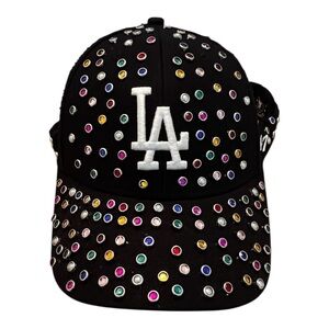 Woman’s Black Bejeweled Visor Cap